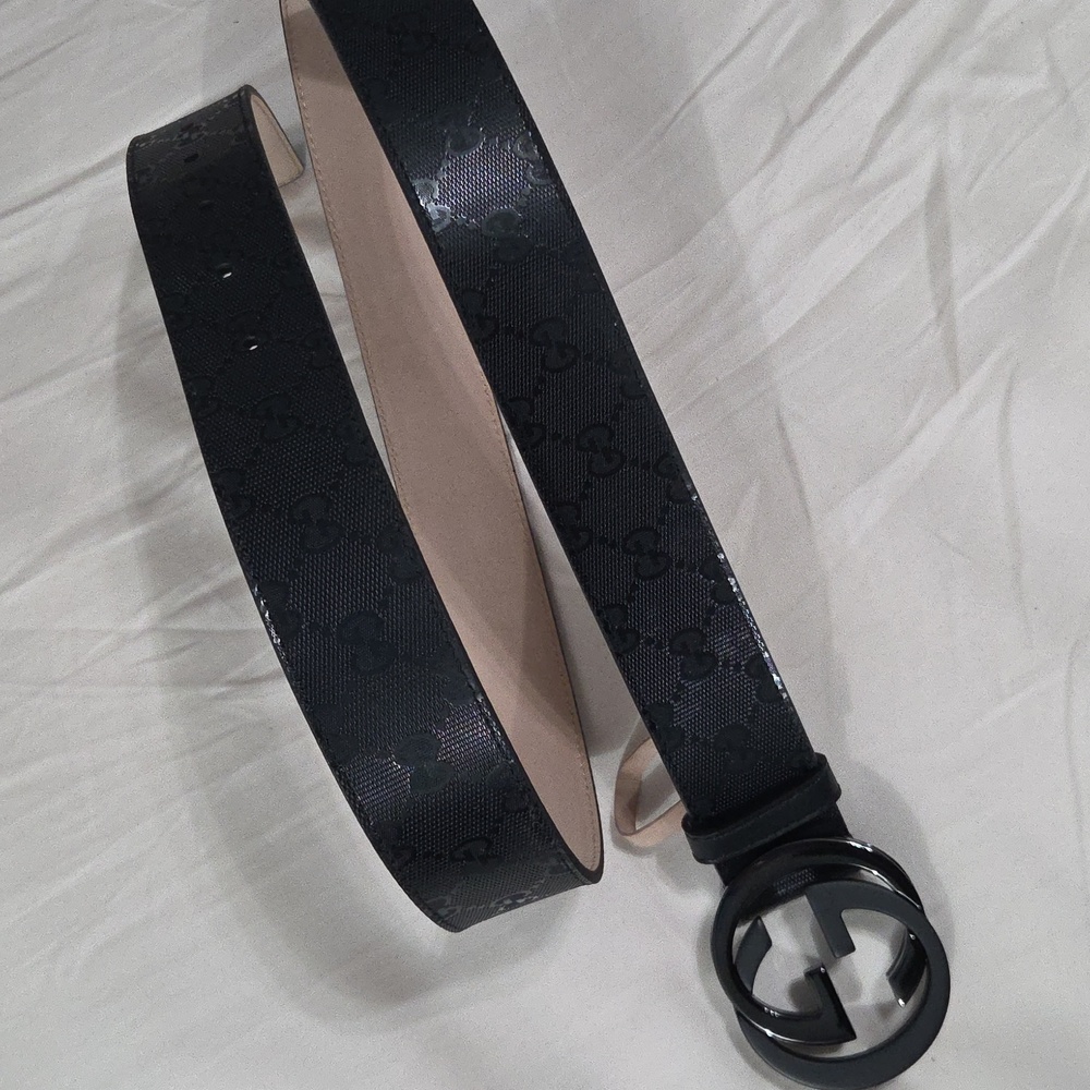 Gucci Black Imprime Monogram GG Belt - Picture 10 of 16